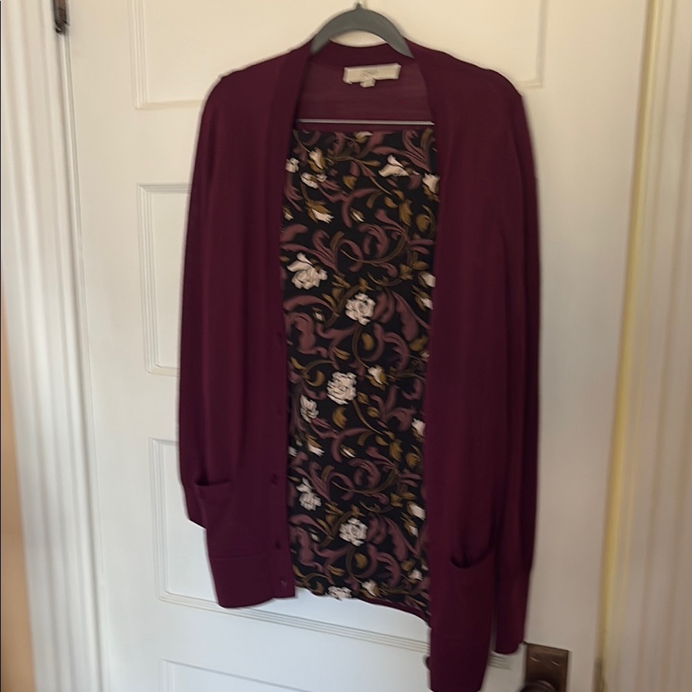Loft Plum Skirt 6 & Cardigan M